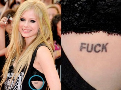 Avril Lavigne Ribcage Tattoo