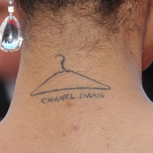 Chanel Iman Neck Tattoo